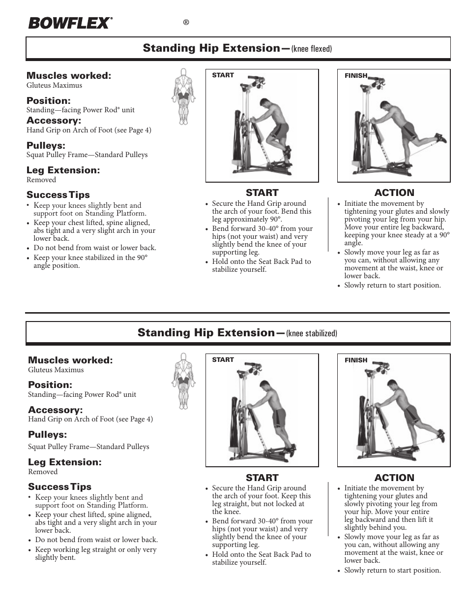 Leg exercises, Xtreme, Standing hip extension | Bowflex Xtreme 2 User Manual | Page 52 / 73