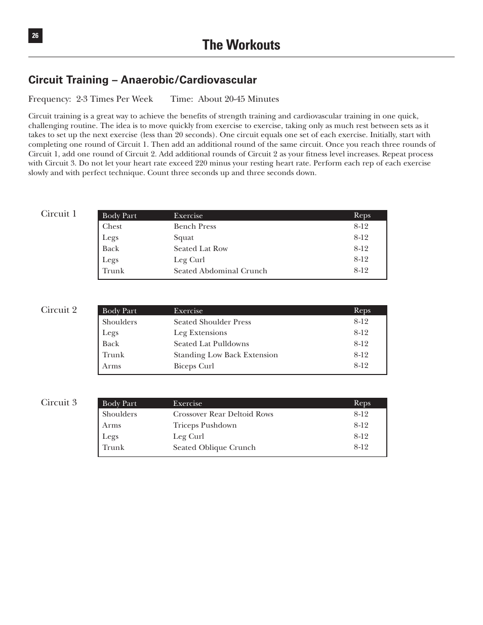 The workouts, Circuit training – anaerobic/cardiovascular | Bowflex Xtreme User Manual | Page 28 / 90