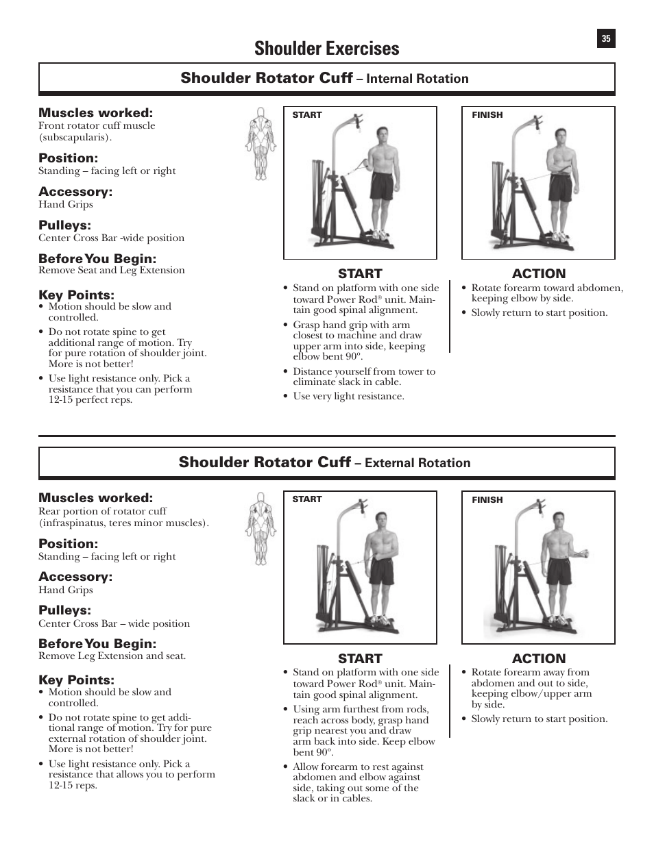 Shoulder exercises, Shoulder rotator cuff | Bowflex Xtreme User Manual | Page 37 / 90