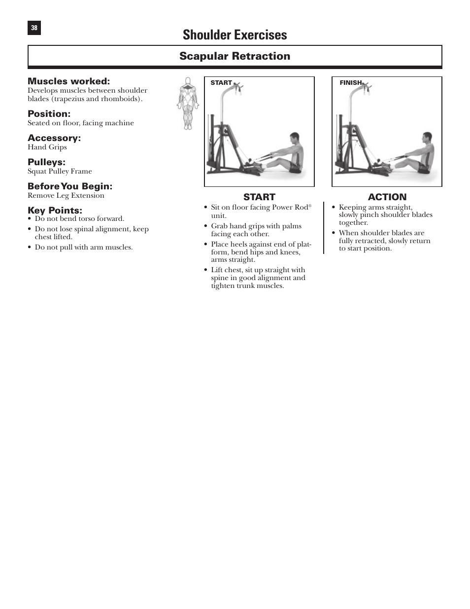 Shoulder exercises, Scapular retraction | Bowflex Xtreme User Manual | Page 40 / 90