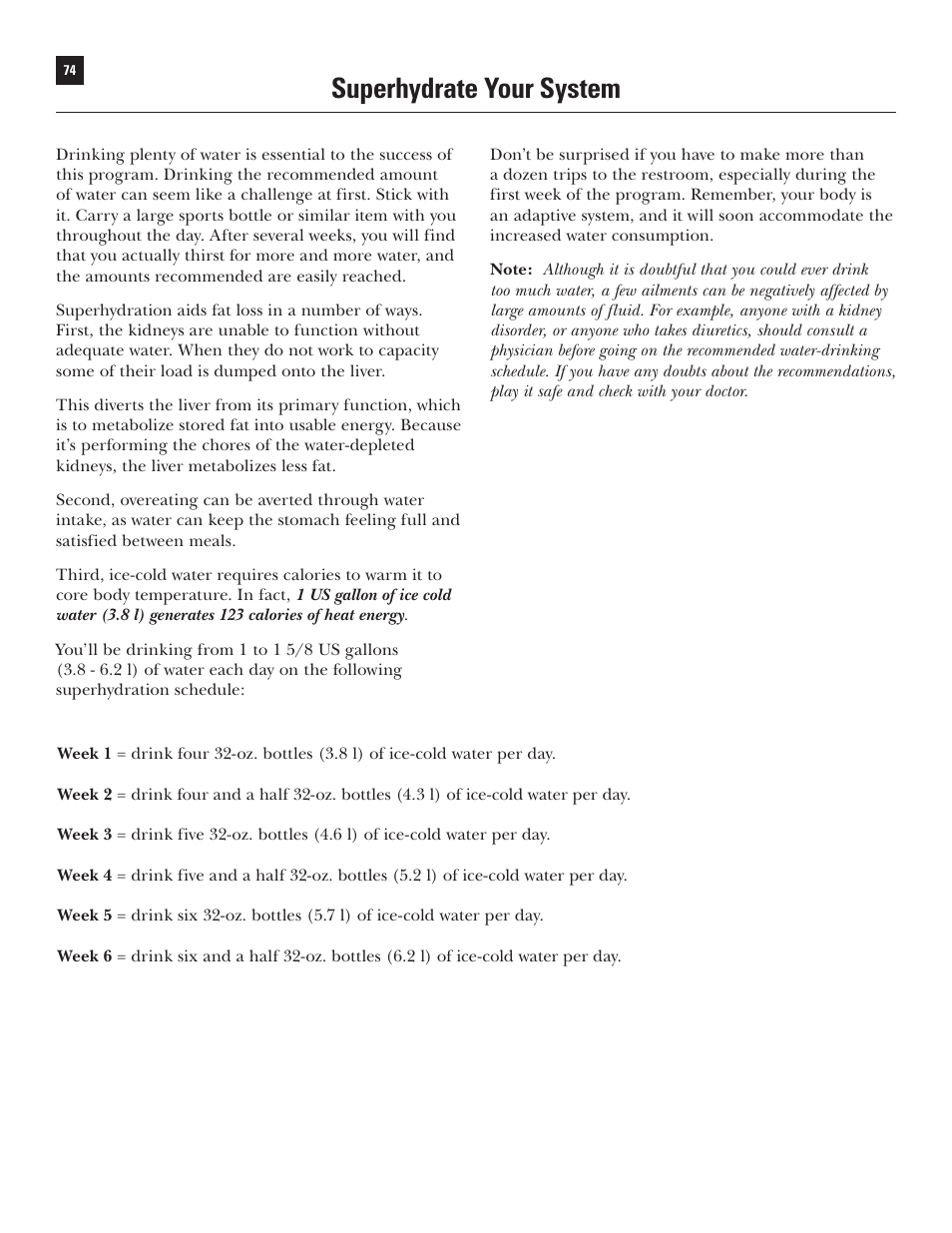 Superhydrate your system | Bowflex Xtreme User Manual | Page 76 / 90