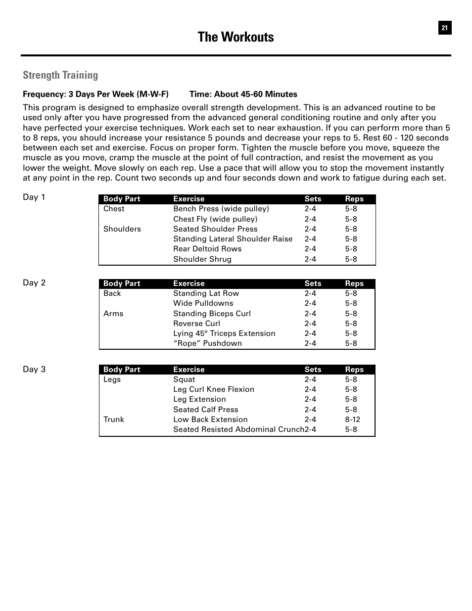 The workouts, Strength training | Bowflex Ultimate 2 User Manual | Page 23 / 88