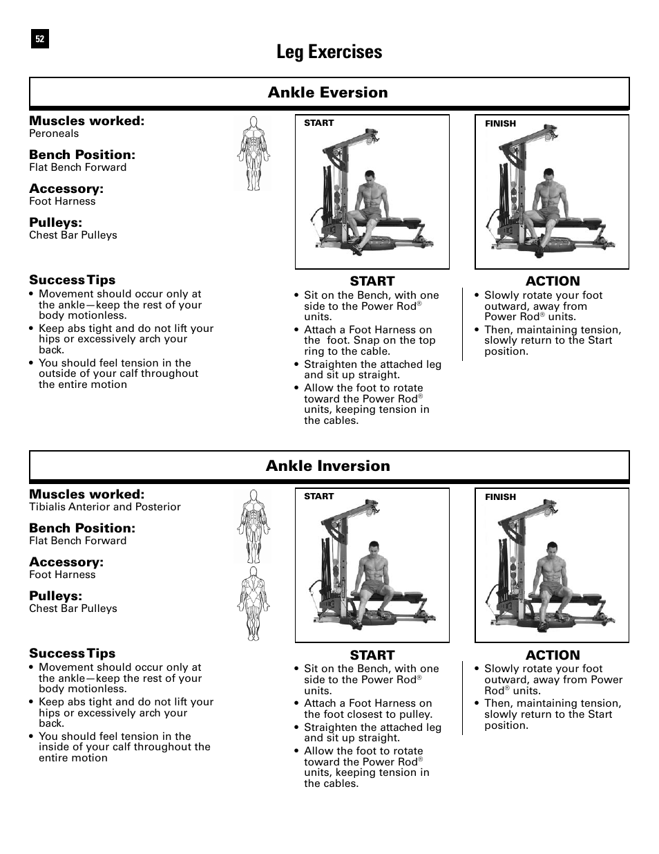 Leg exercises, Ankle eversion, Ankle inversion | Bowflex Ultimate 2 User Manual | Page 54 / 88