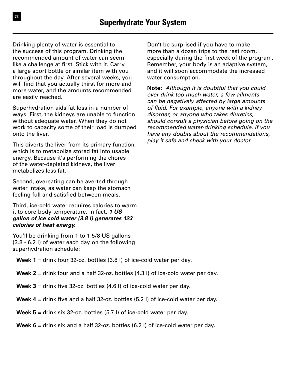 Superhydrate your system | Bowflex Ultimate 2 User Manual | Page 74 / 88