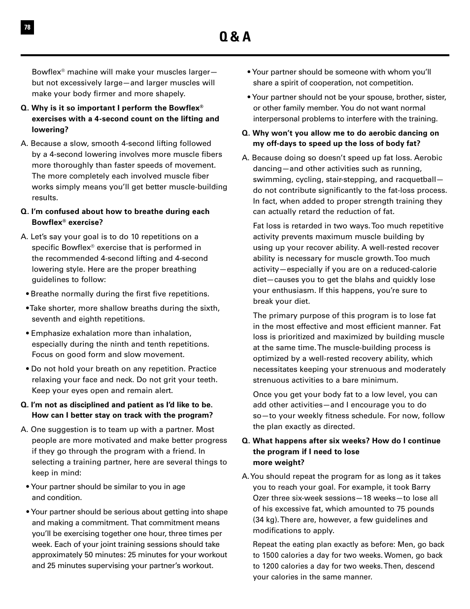 Q & a | Bowflex Ultimate 2 User Manual | Page 80 / 88