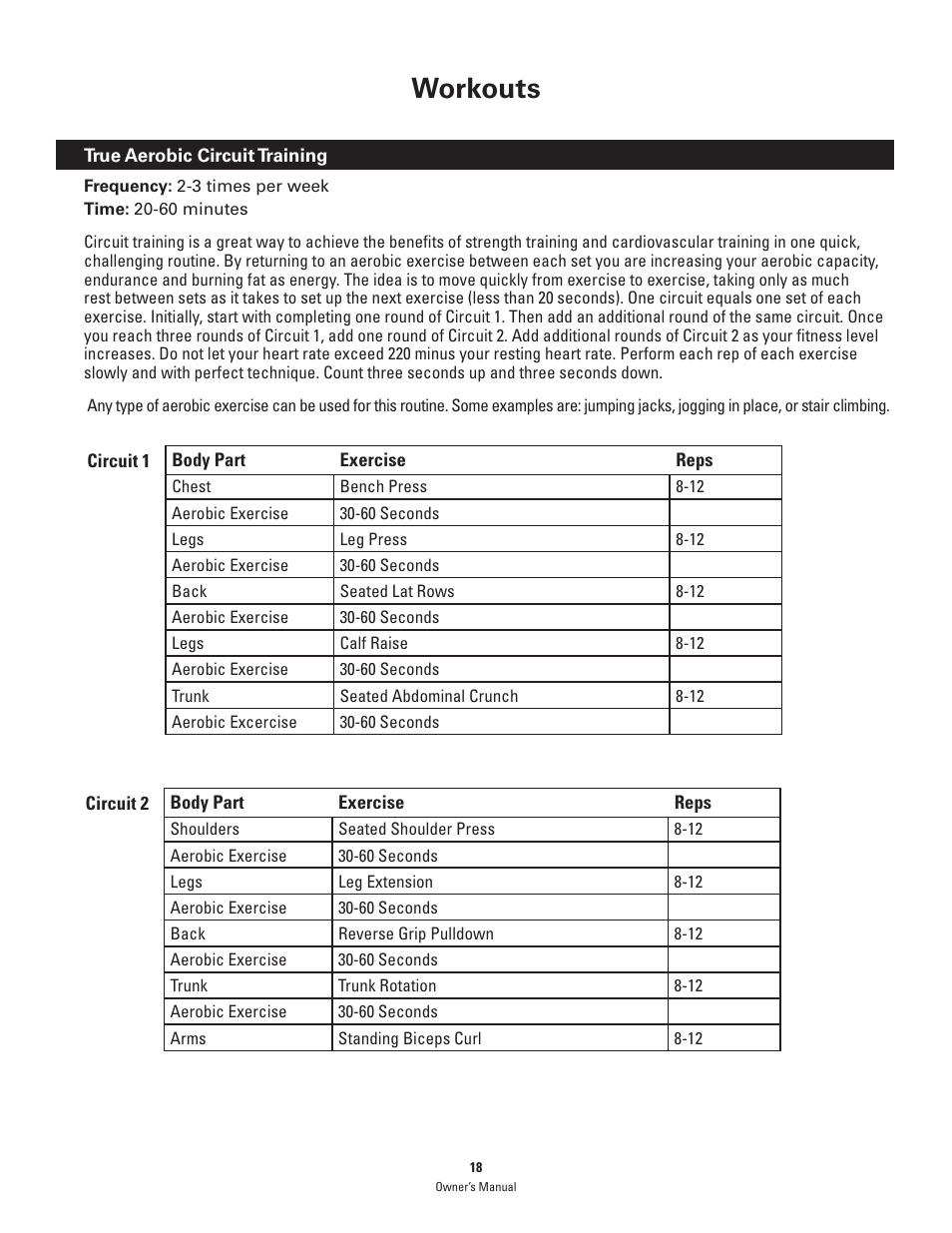 Workouts | Bowflex PR1000 User Manual | Page 18 / 36