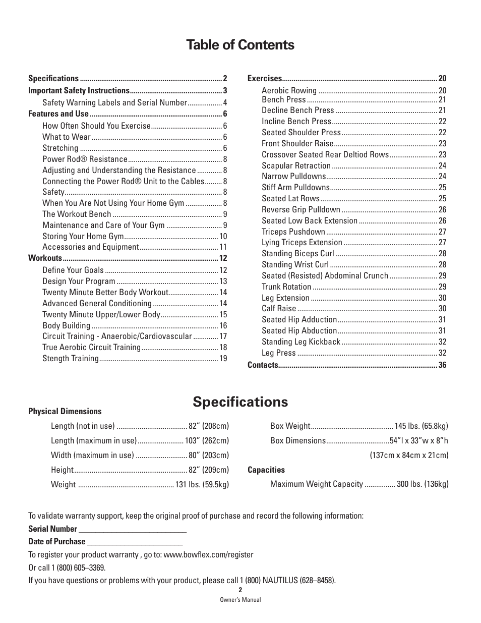 Bowflex PR1000 User Manual | Page 2 / 36