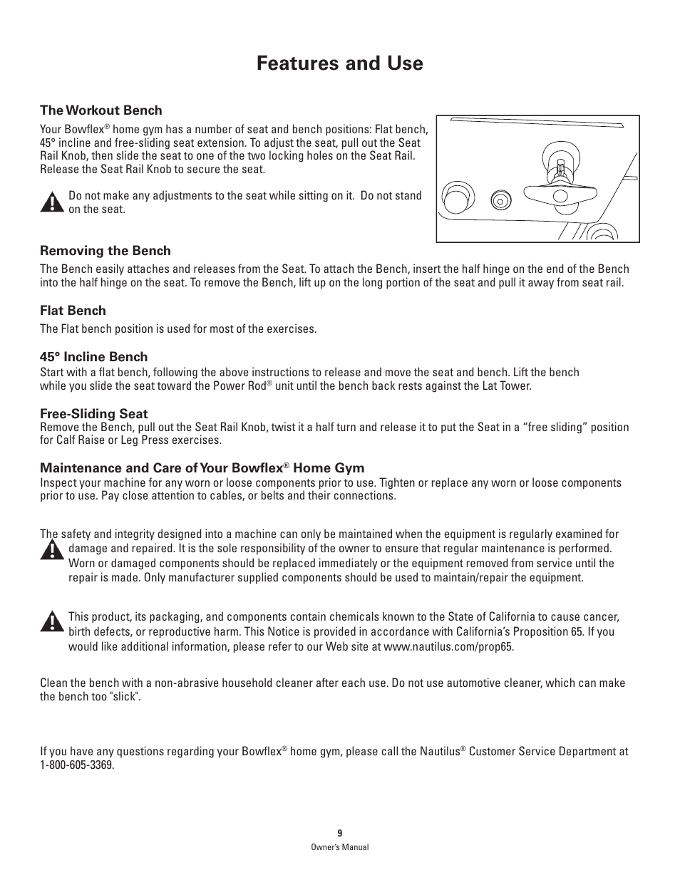 Features and use | Bowflex PR1000 User Manual | Page 9 / 36