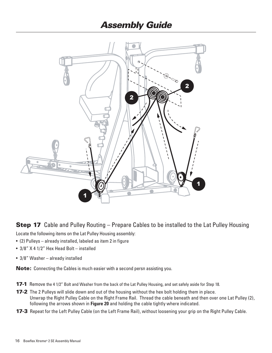Assembly guide | Bowflex Xtreme 2 SE User Manual | Page 20 / 28