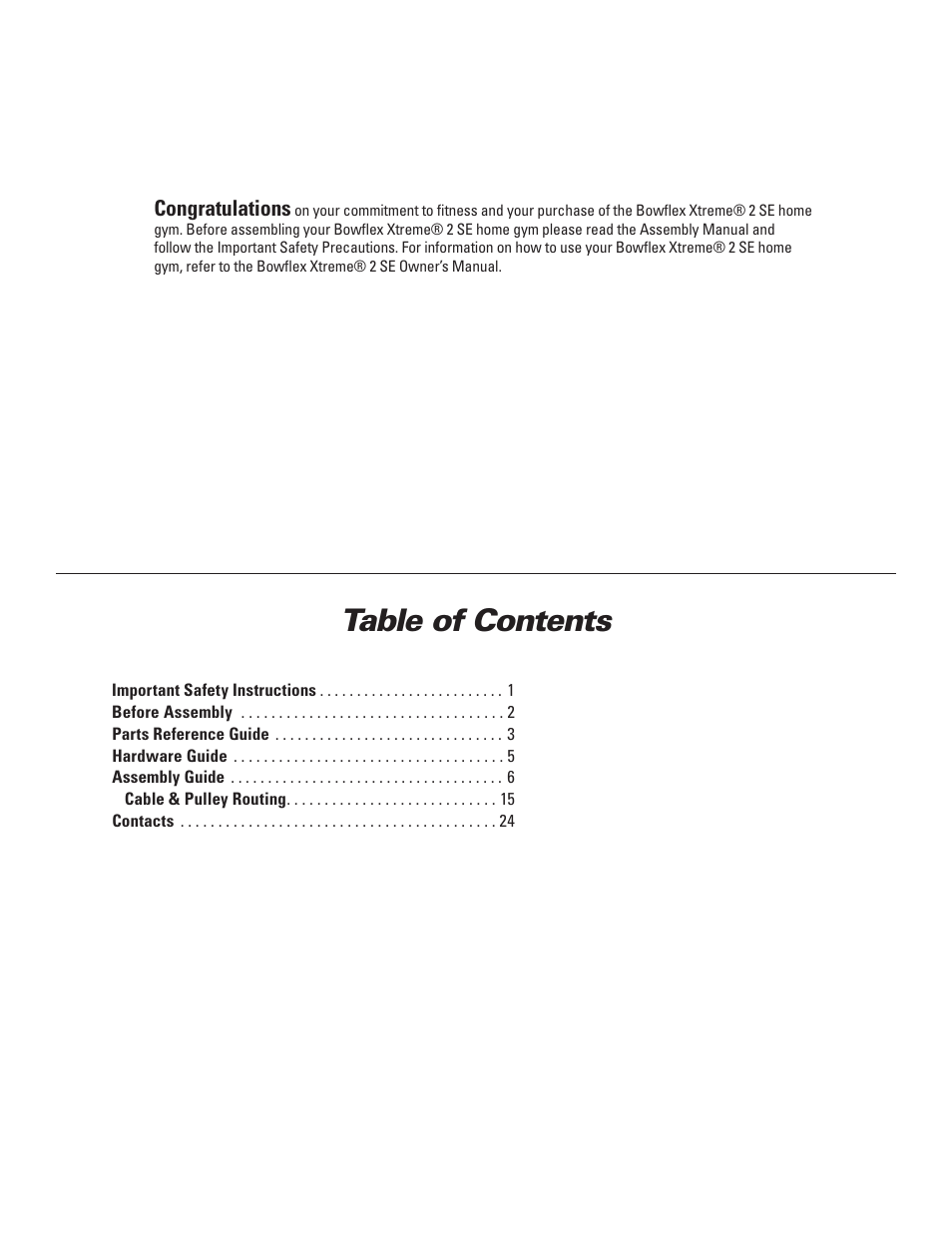 Bowflex Xtreme 2 SE User Manual | Page 3 / 28