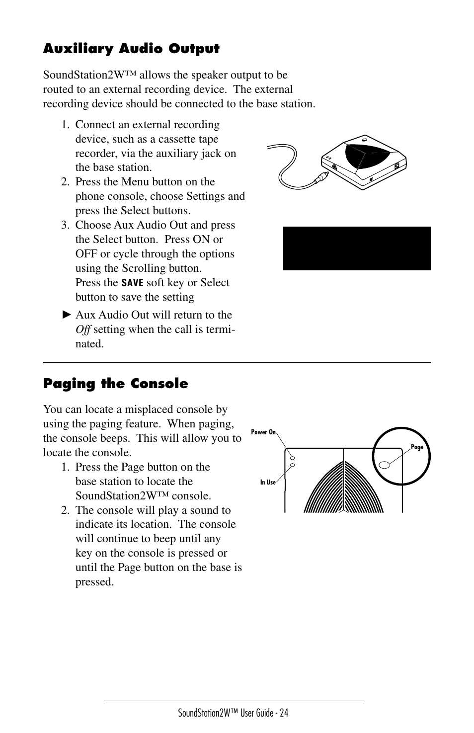 0aging, Uxiliary | Polycom SoundStation 2W User Manual | Page 24 / 46