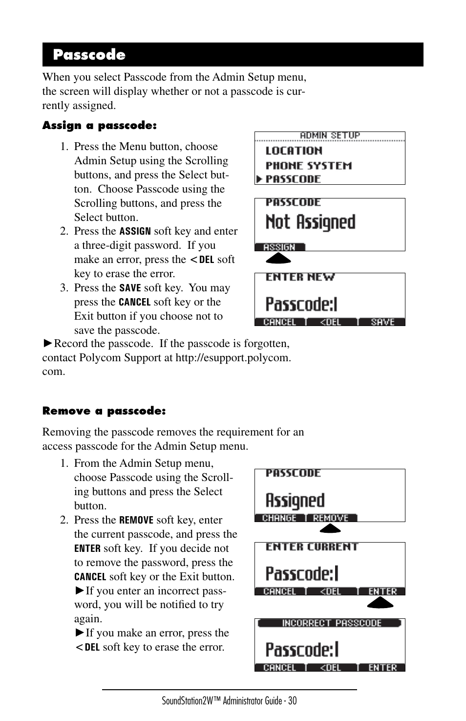 0asscode | Polycom SoundStation 2W User Manual | Page 30 / 46