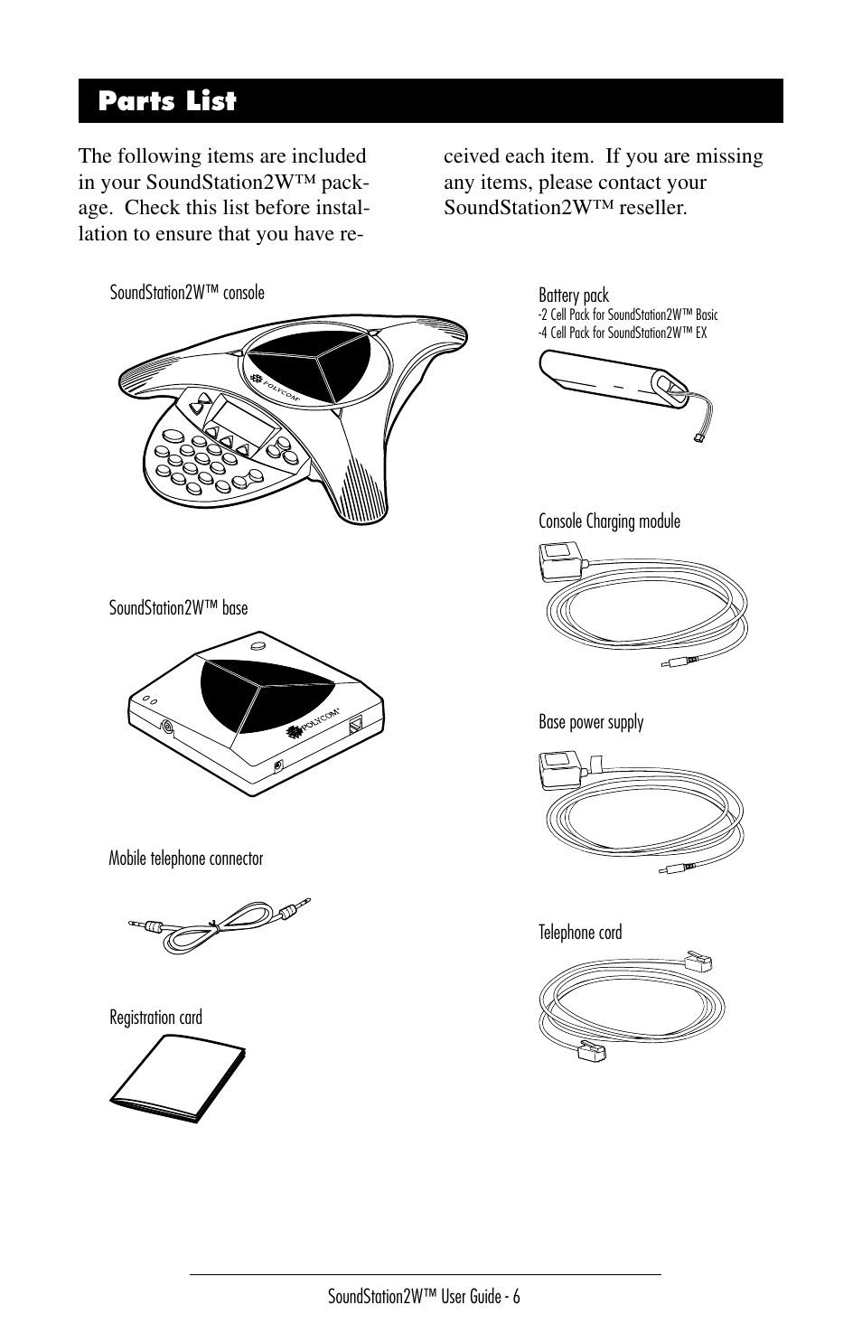 0arts | Polycom SoundStation 2W User Manual | Page 6 / 46