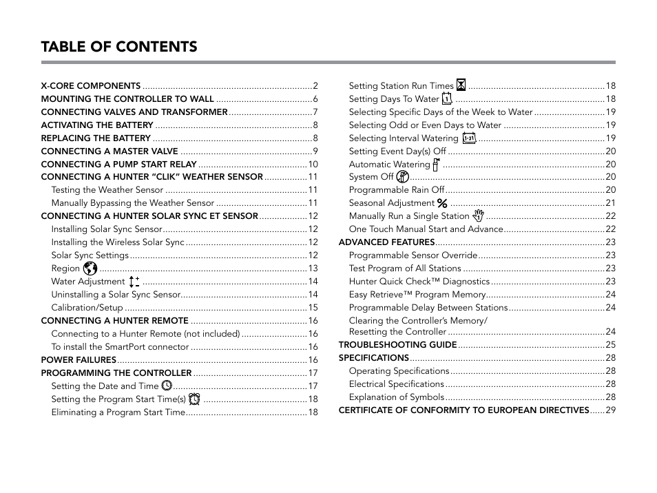 Hunter X-CORE User Manual | Page 3 / 32