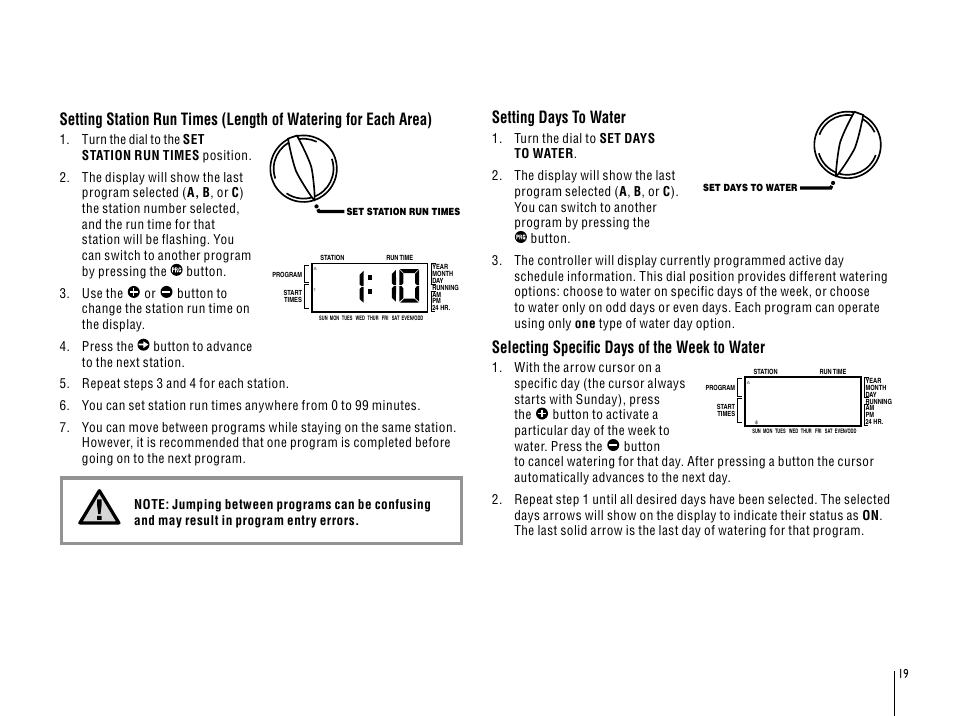Setting days to water, Selecting specific days of the week to water | Hunter SRC User Manual | Page 23 / 32