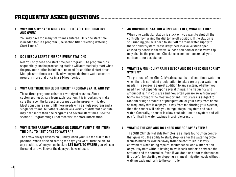 Frequently asked questions | Hunter SRC User Manual | Page 28 / 32