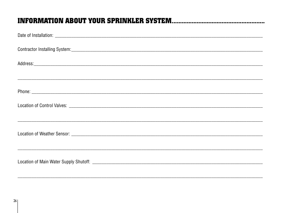 Information about your sprinkler system | Hunter SRC User Manual | Page 30 / 32