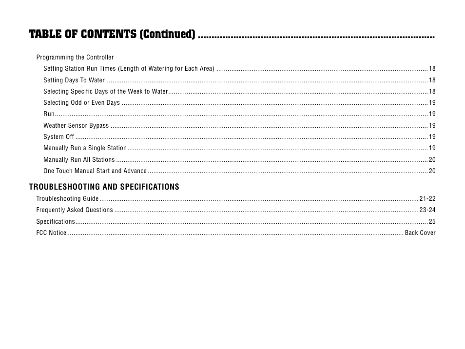 Table of contents (continued) | Hunter SRC User Manual | Page 4 / 32