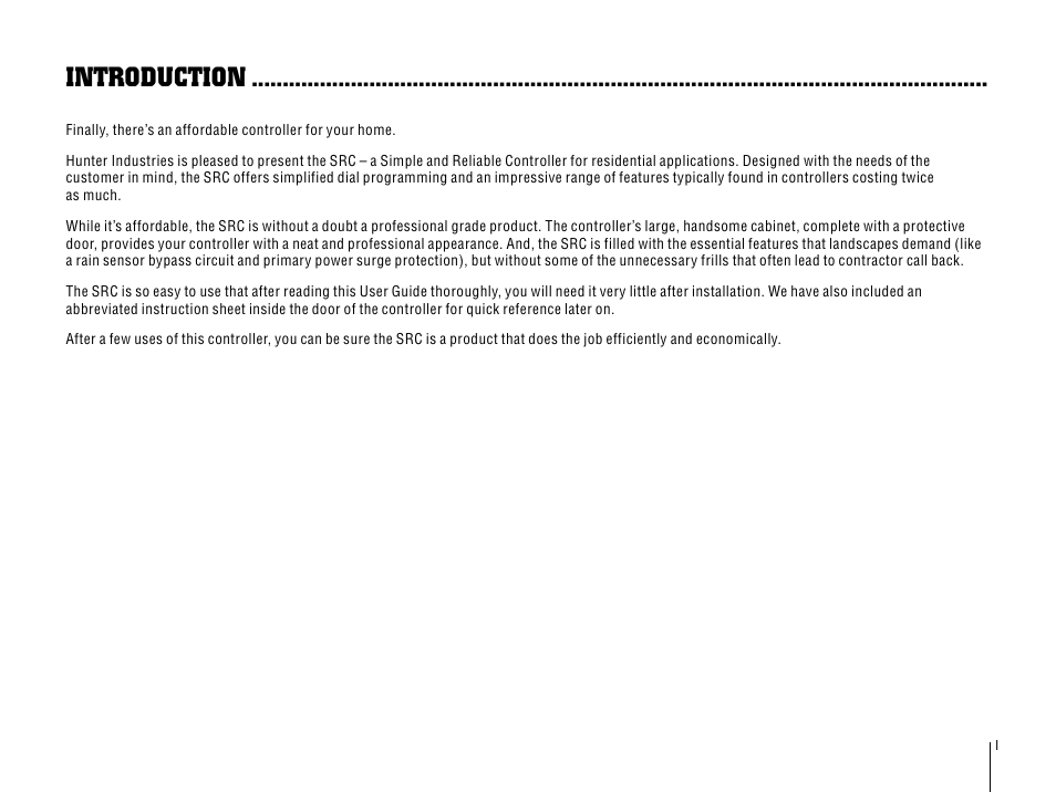 Introduction and installation, Introduction | Hunter SRC User Manual | Page 5 / 32