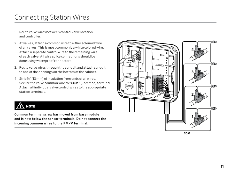 Connecting station wires | Hunter PRO-C (PCC) User Manual | Page 11 / 40