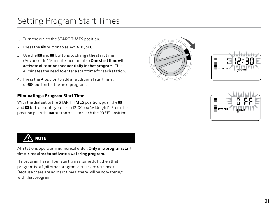 Setting program start times | Hunter PRO-C (PCC) User Manual | Page 21 / 40