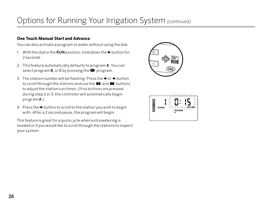 Options for running your irrigation system | Hunter PRO-C (PCC) User Manual | Page 26 / 40