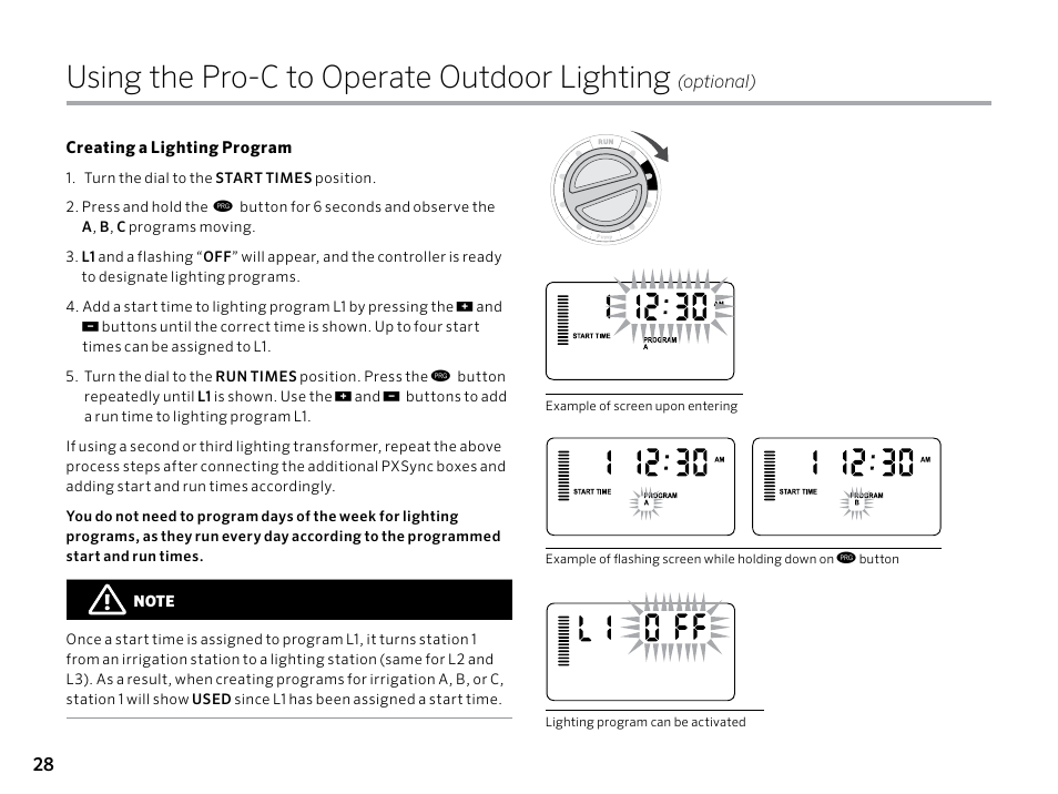 Using the pro-c to operate outdoor lighting | Hunter PRO-C (PCC) User Manual | Page 28 / 40