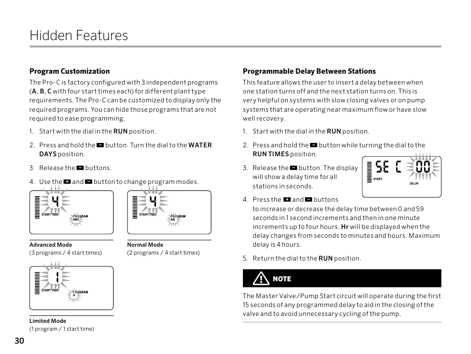 Hidden features | Hunter PRO-C (PCC) User Manual | Page 30 / 40