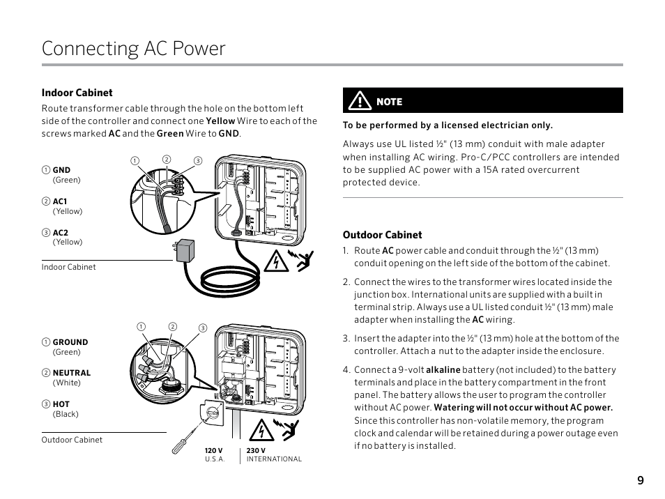 Connecting ac power | Hunter PRO-C (PCC) User Manual | Page 9 / 40