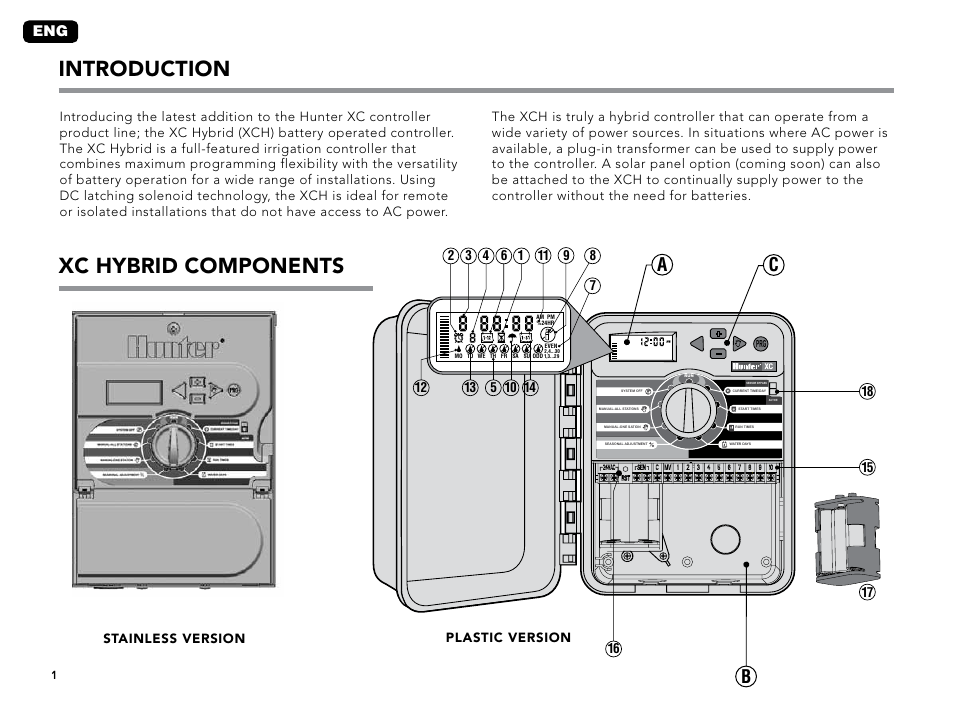 Introduction, Xc hybrid components, Introduction xc hybrid components | Ba c | Hunter XC User Manual | Page 4 / 20