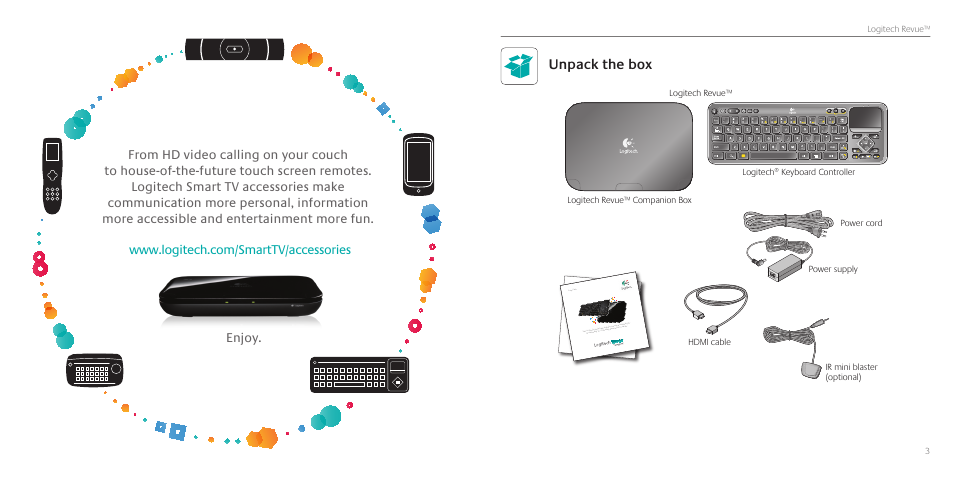 Unpack the box | Logitech Revue User Manual | Page 2 / 9