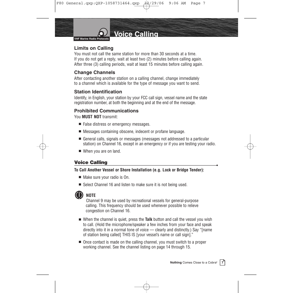 Voice calling | Cobra Electronics Mrf 80b User Manual | Page 10 / 83