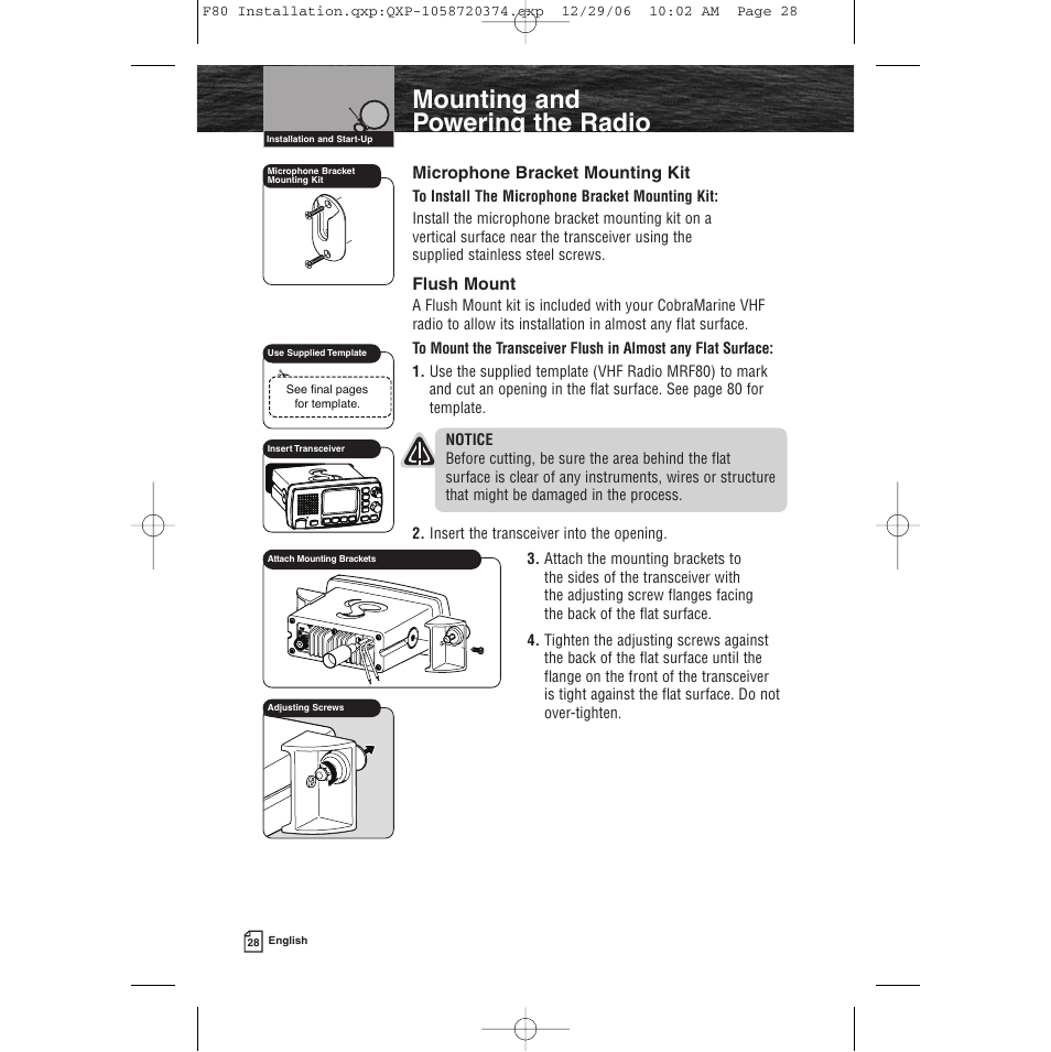 Mounting and powering the radio | Cobra Electronics Mrf 80b User Manual | Page 31 / 83