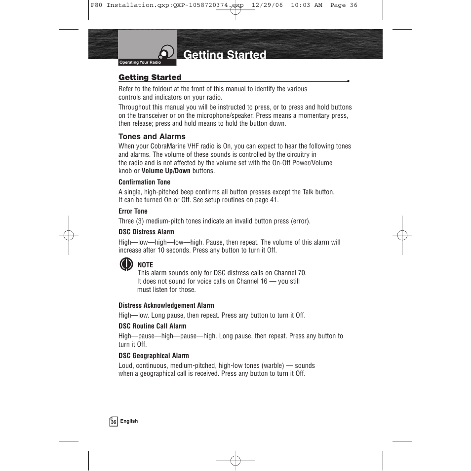 Getting started | Cobra Electronics Mrf 80b User Manual | Page 39 / 83