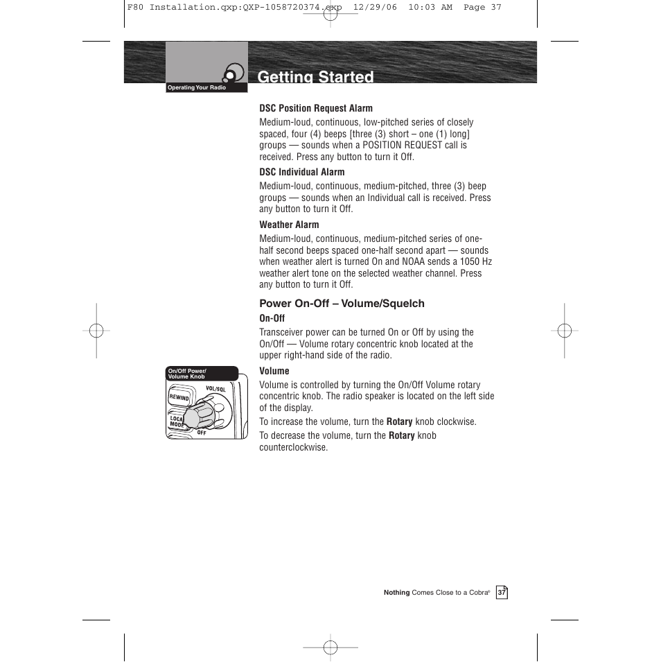 Getting started | Cobra Electronics Mrf 80b User Manual | Page 40 / 83