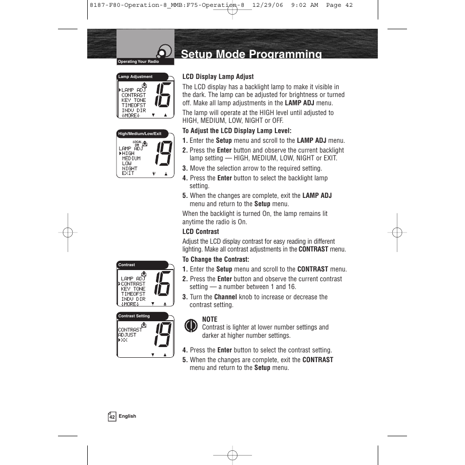 Setup mode programming | Cobra Electronics Mrf 80b User Manual | Page 45 / 83