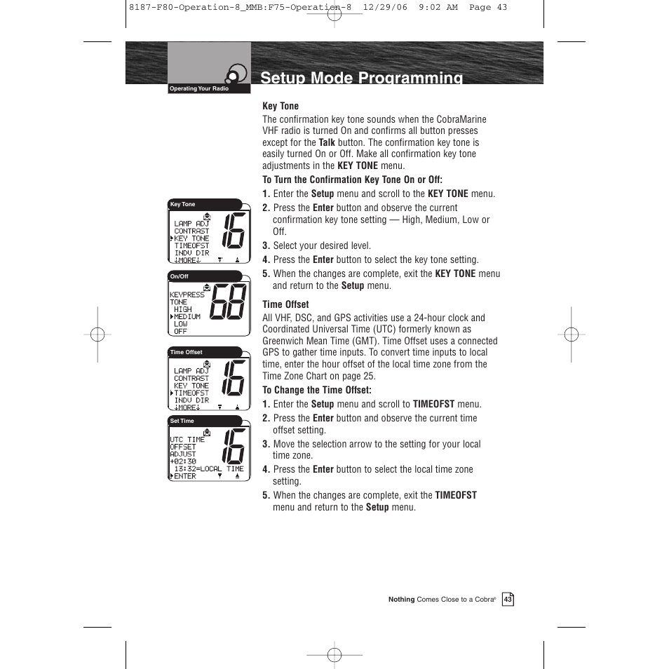 Setup mode programming | Cobra Electronics Mrf 80b User Manual | Page 46 / 83