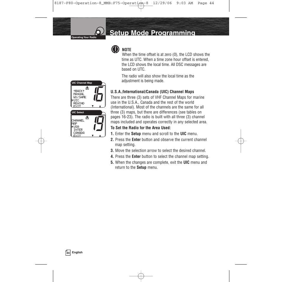 Setup mode programming | Cobra Electronics Mrf 80b User Manual | Page 47 / 83