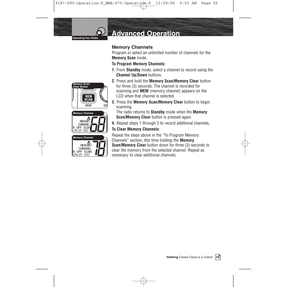 Advanced operation | Cobra Electronics Mrf 80b User Manual | Page 58 / 83