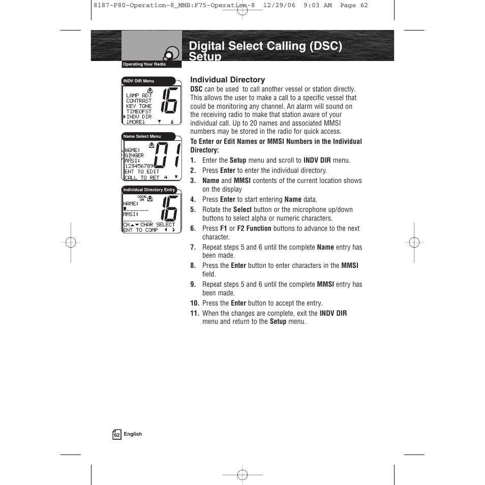 Product features, Digital select calling (dsc) setup | Cobra Electronics Mrf 80b User Manual | Page 65 / 83