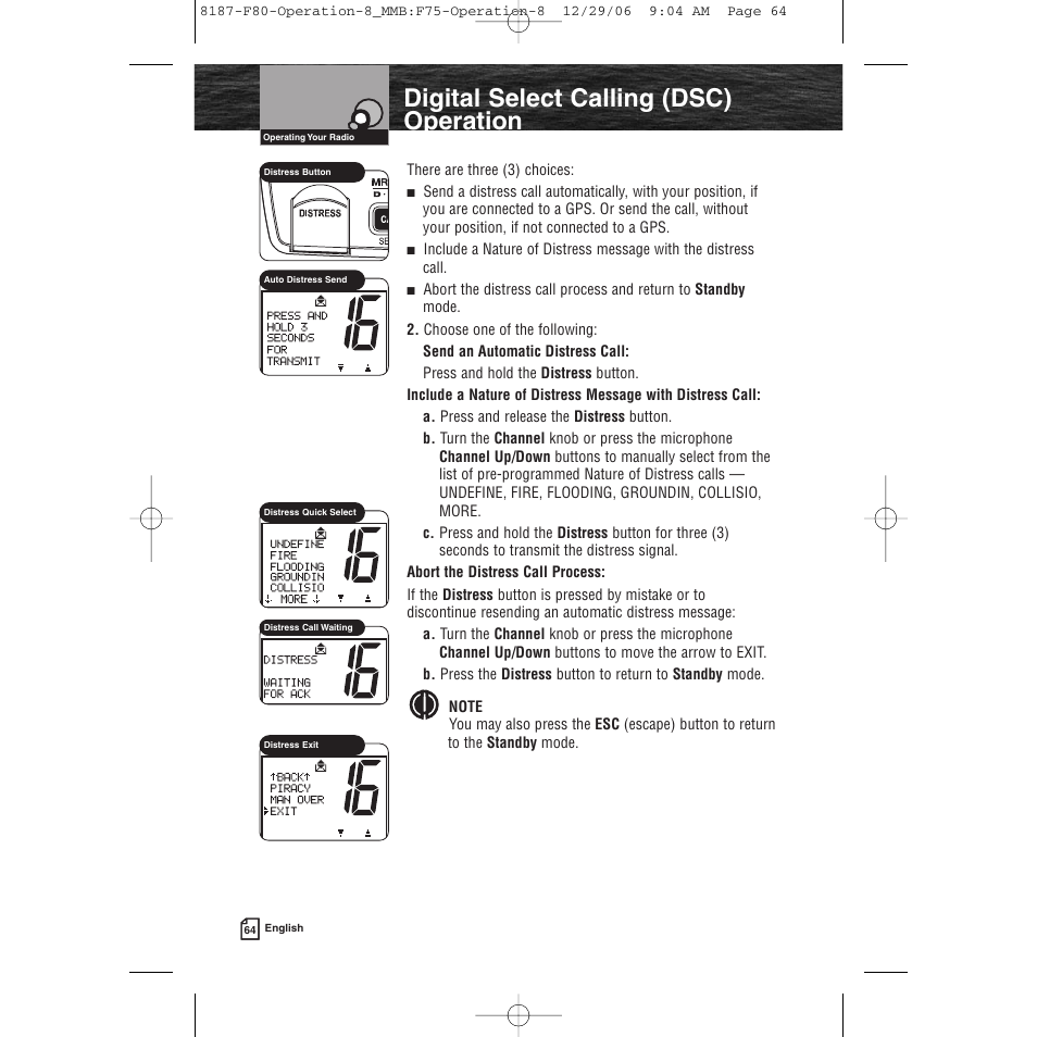 Product features, Digital select calling (dsc) operation | Cobra Electronics Mrf 80b User Manual | Page 67 / 83