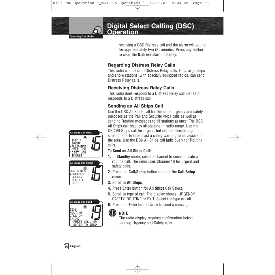 Product features, Digital select calling (dsc) operation | Cobra Electronics Mrf 80b User Manual | Page 69 / 83