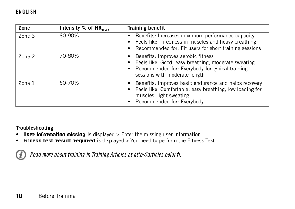 POLAR FT60 User Manual | Page 10 / 45