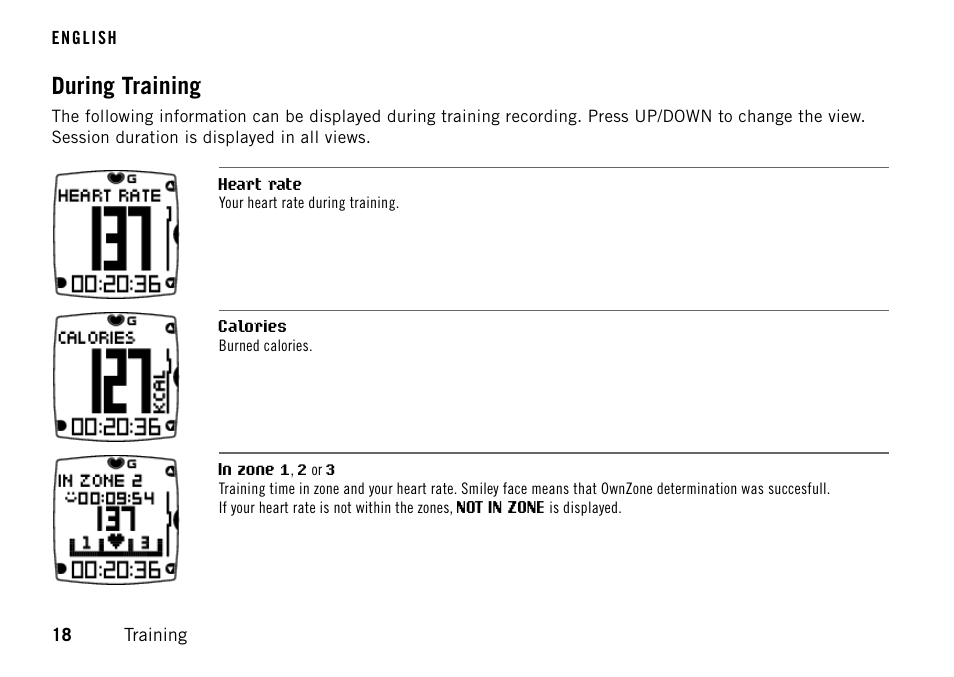 During training | POLAR FT60 User Manual | Page 18 / 45