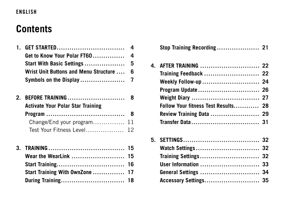 POLAR FT60 User Manual | Page 2 / 45