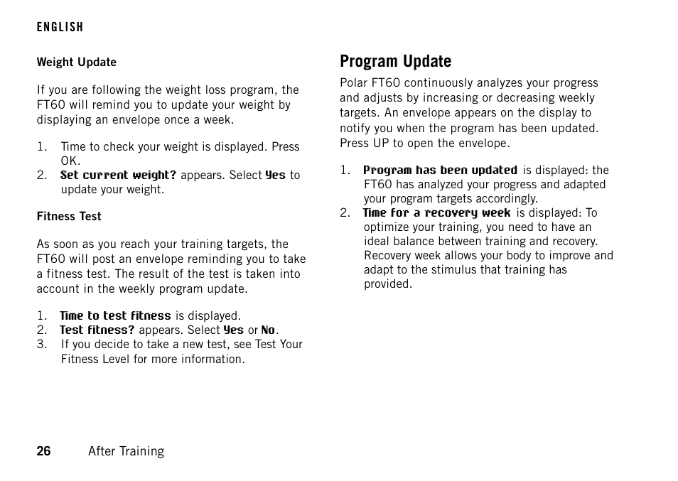 Program update | POLAR FT60 User Manual | Page 26 / 45