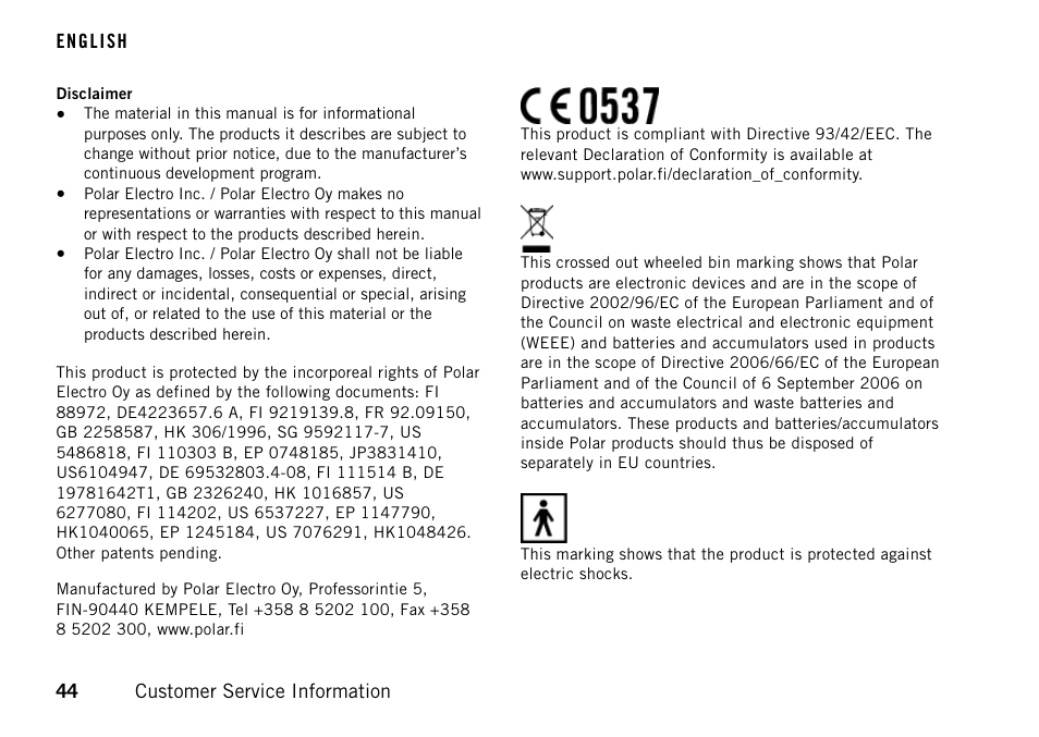 POLAR FT60 User Manual | Page 44 / 45