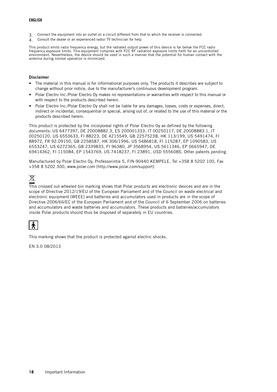 POLAR FT1 User Manual | Page 18 / 18