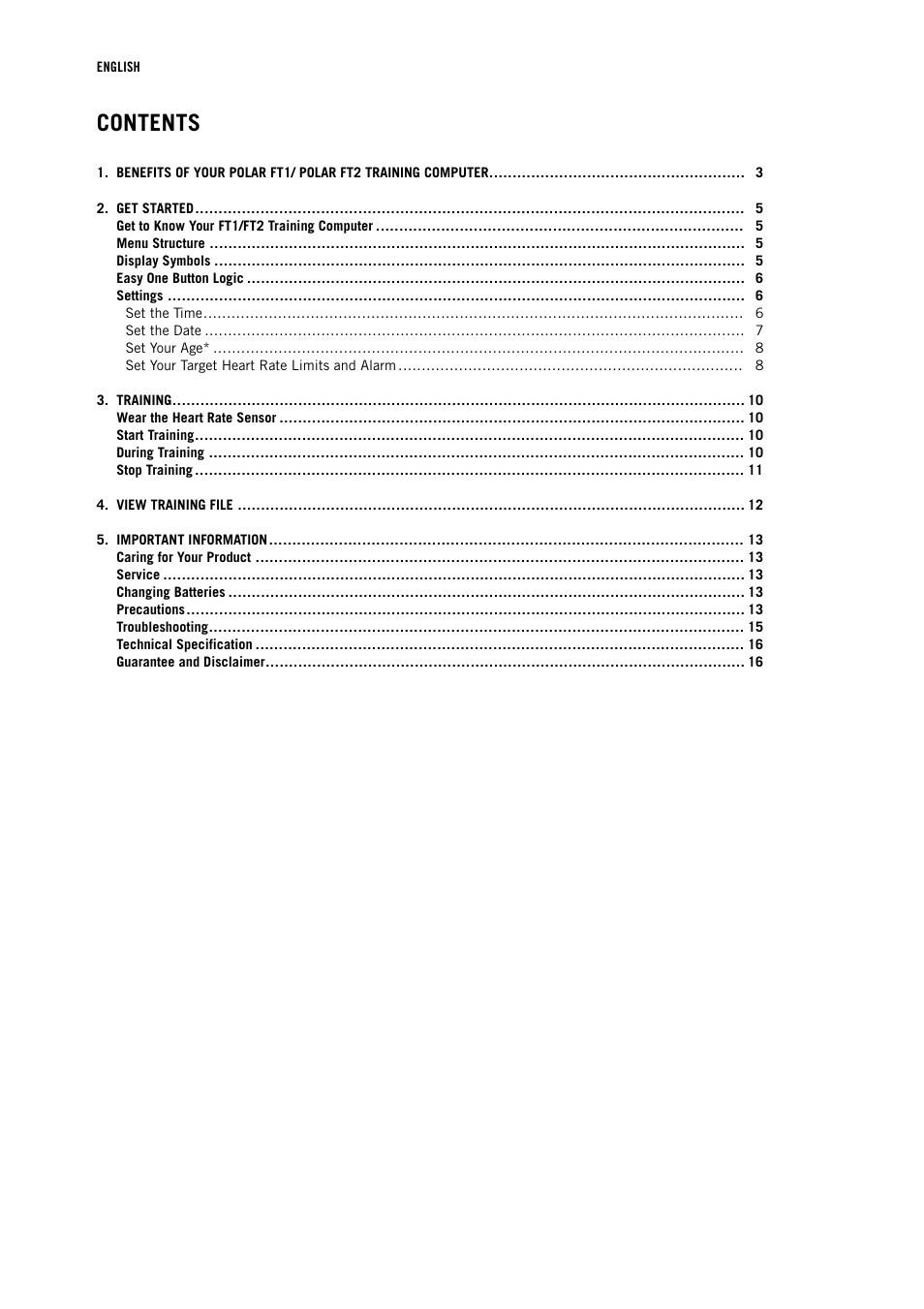 POLAR FT1 User Manual | Page 2 / 18