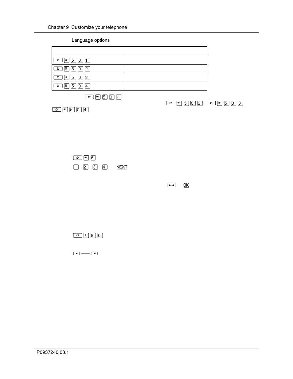 Change the type of ring, Adjust the ring volume, Table 6 | Language options | Nortel Networks T7316 User Manual | Page 100 / 188